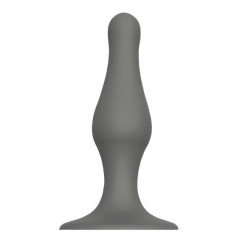 Серый удлиненный анальный стимулятор PLUG WITH SUCTION CUP - 12,7 см.